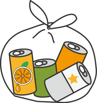 分別された缶の袋