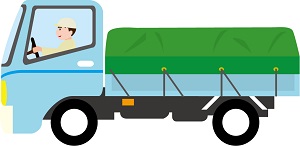 荷台シートで固縛した平ボディー車