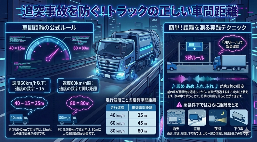トラックの正しい車間距離