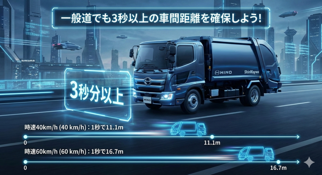 3秒以上の車間距離確保を