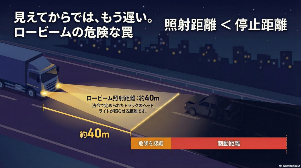 トラックでロービーム走行での危険性
